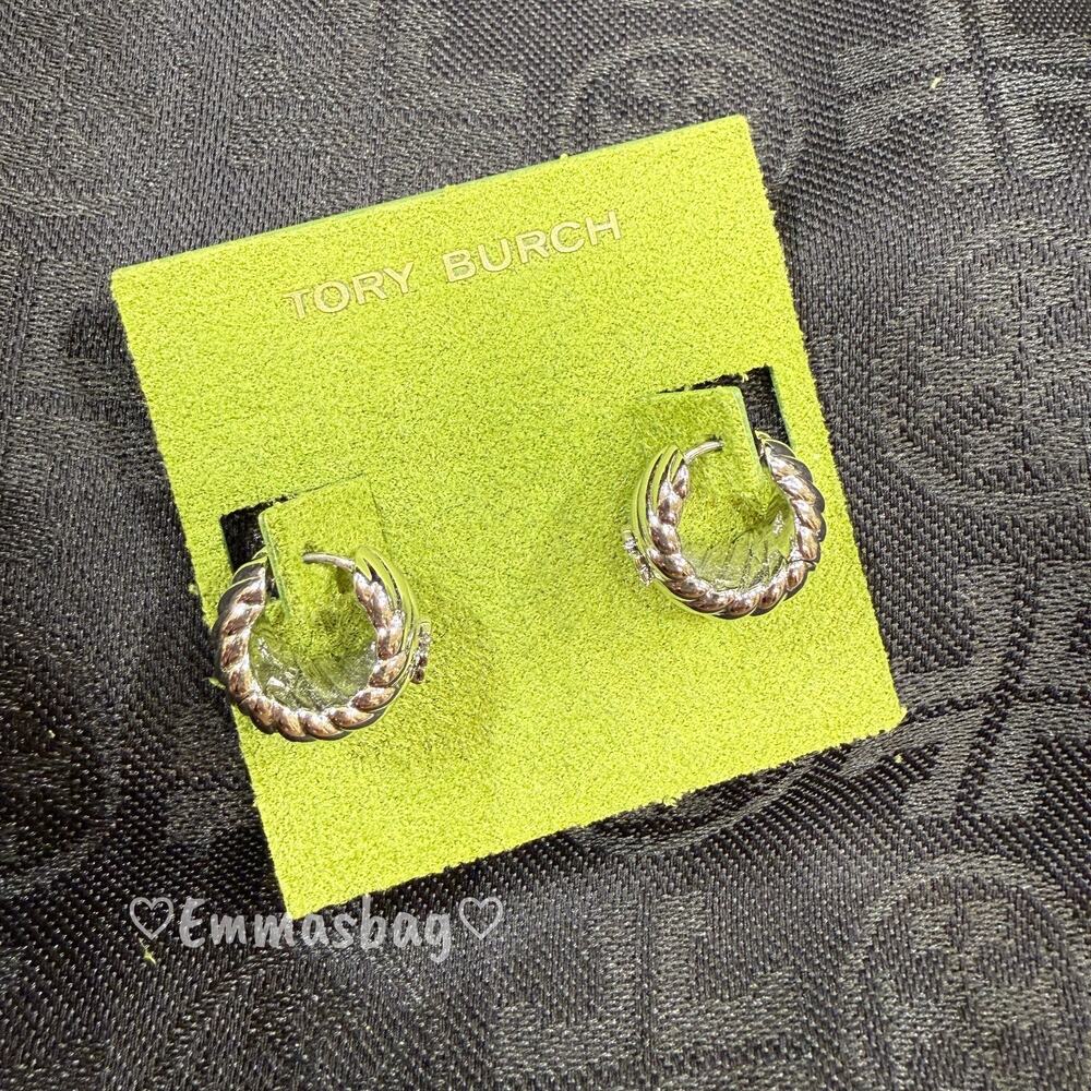 Tory Burch Rope Logo Huggie Earring 178410 Tory Silver $150
